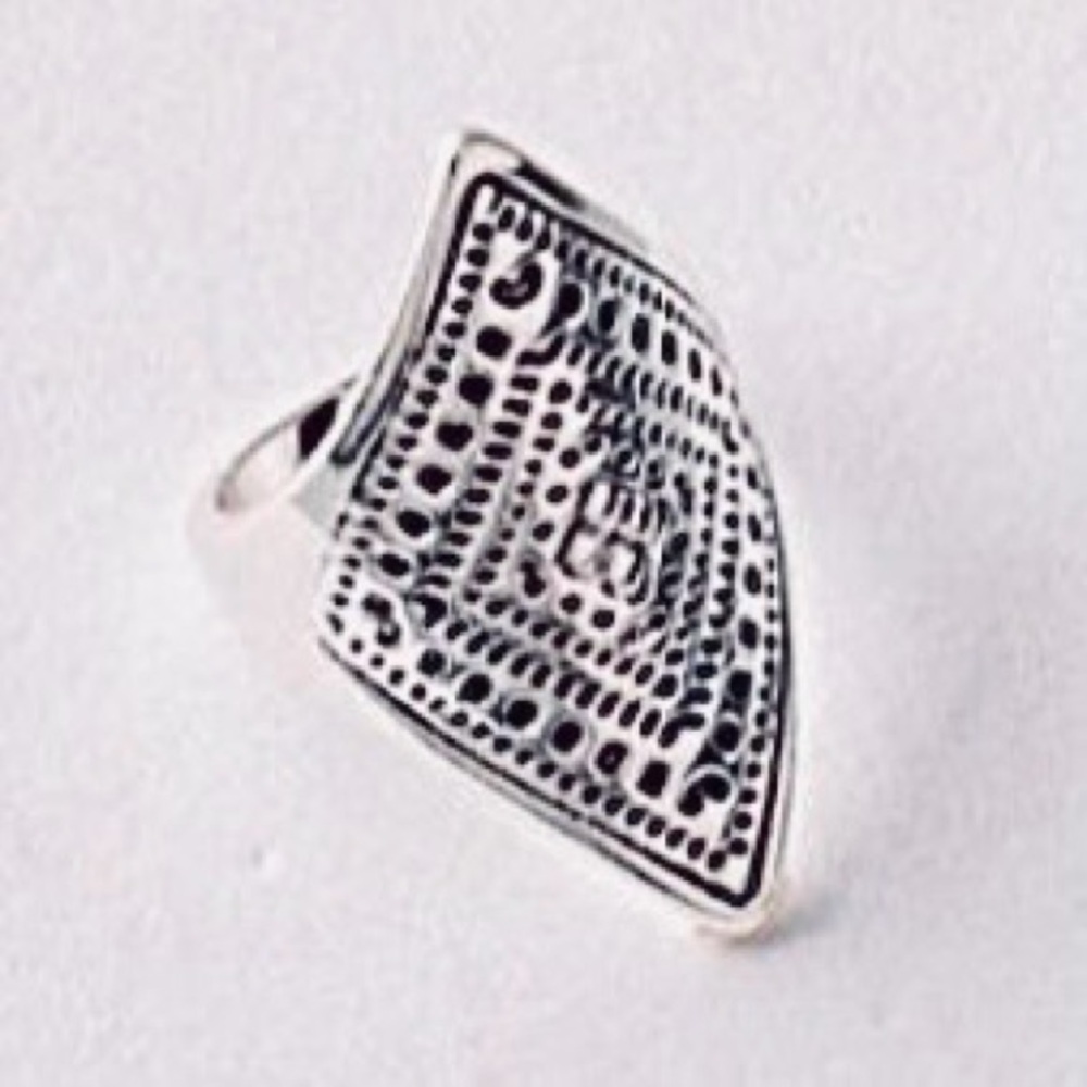 Size 7 Diamond Tibetan Style Silver Ring NEW